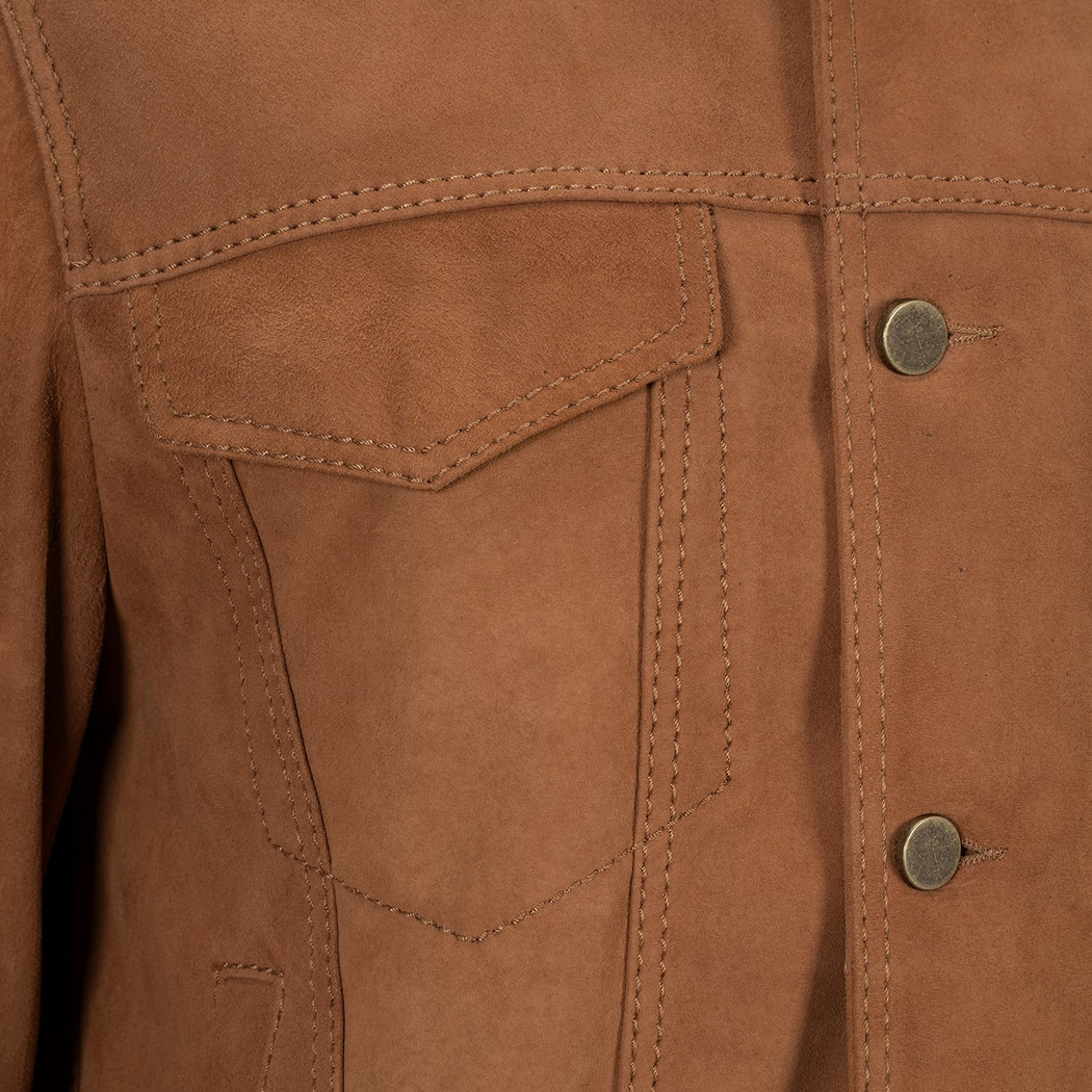 Erkek Taba Gömlek Yaka Süet Ceket