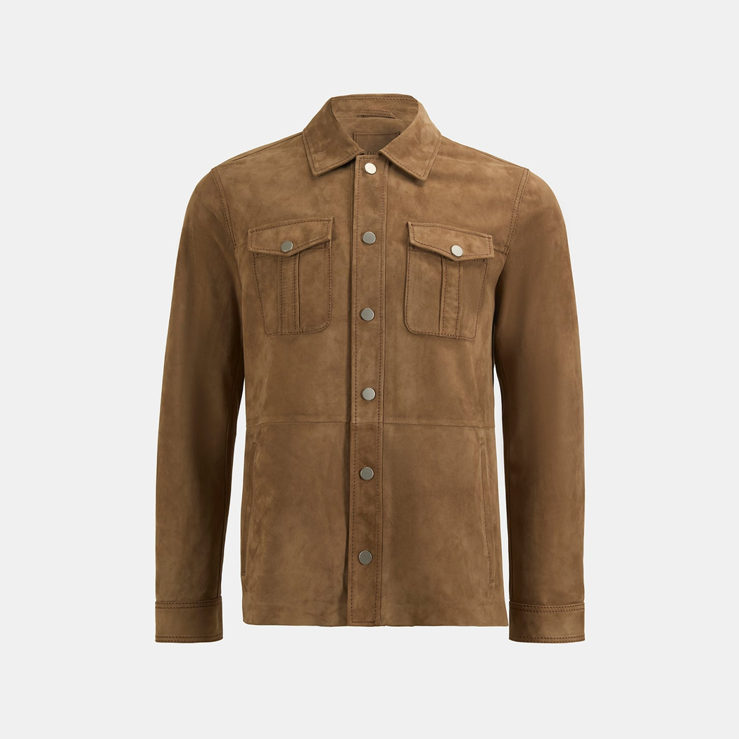 Erkek Taba Uzun Kollu Gömlek Yaka Süet Ceket