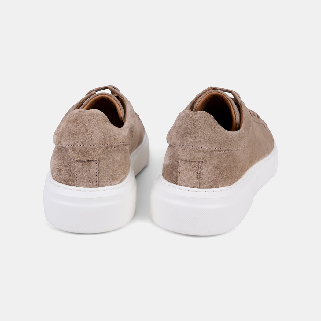 Erkek Vizon Bağcıklı Kalın Beyaz Tabanlı Süet Sneaker
