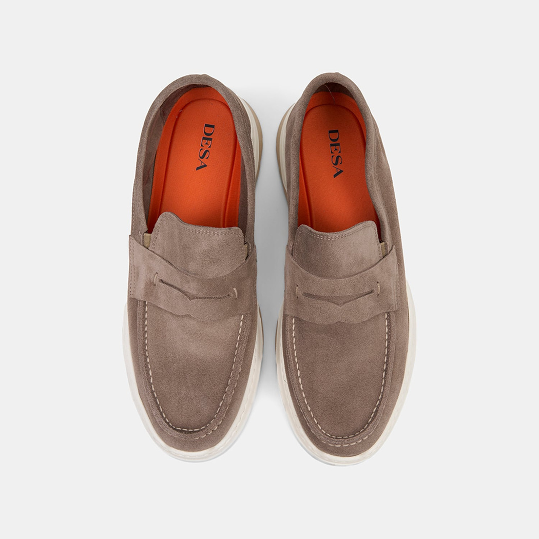 Erkek Vizon Kalın Tabanlı Süet Deri Loafer