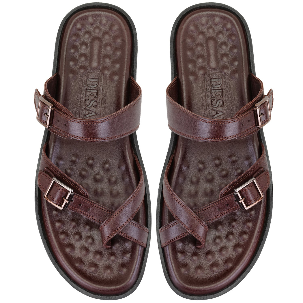 Essence Kahve Erkek Ayarlanabilir Tokalı Deri Terlik