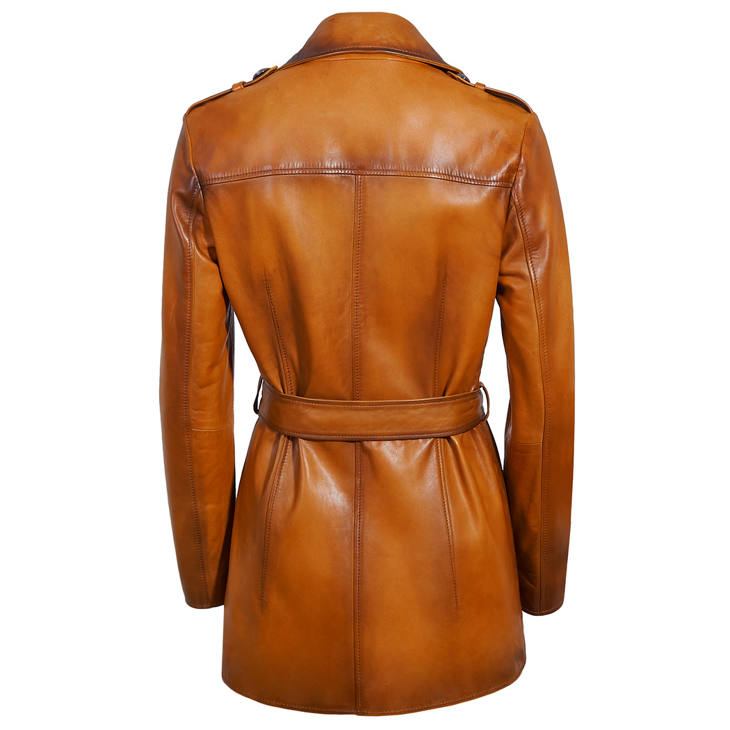 Ester Kadın Vintage Deri Trençkot