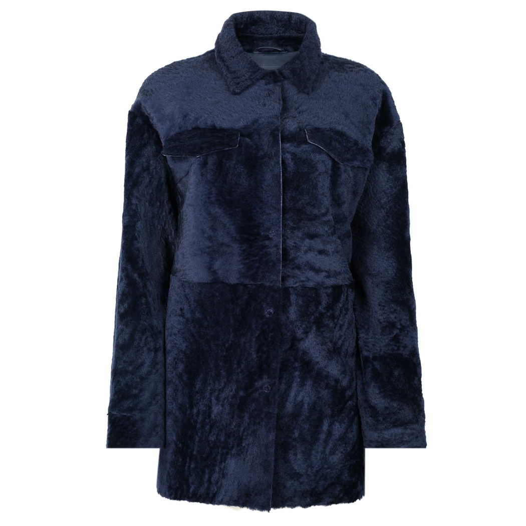 Etenia Mavi Kadın Kürk Ceket