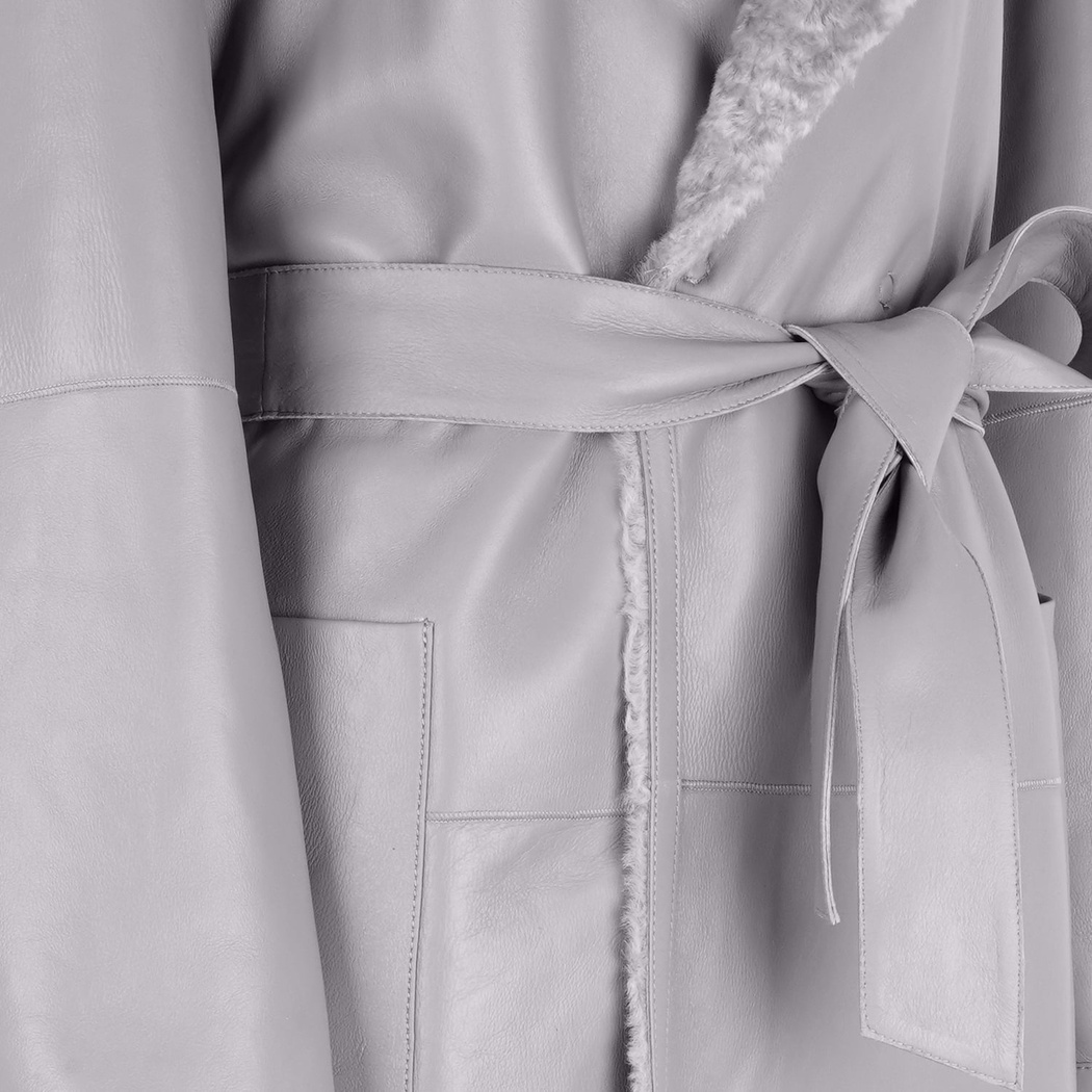 Evalyse Gri Kadın Çift Taraflı Kürk Kaban