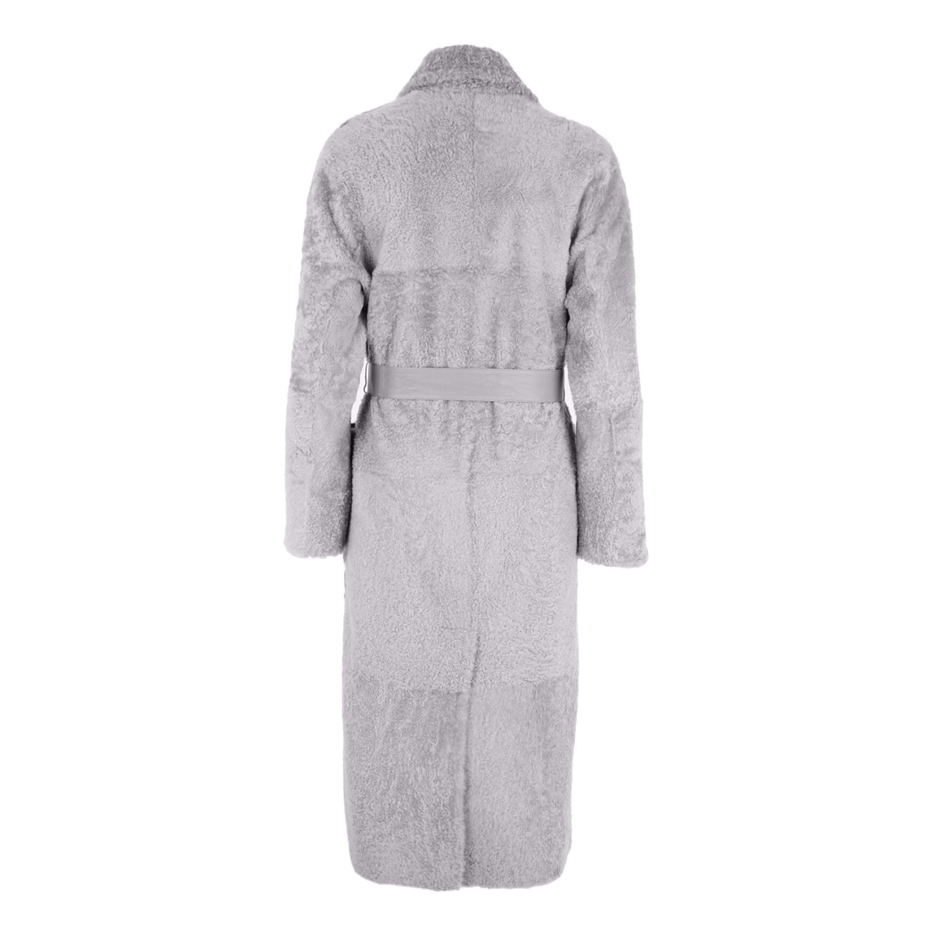 Evalyse Gri Kadın Çift Taraflı Kürk Kaban