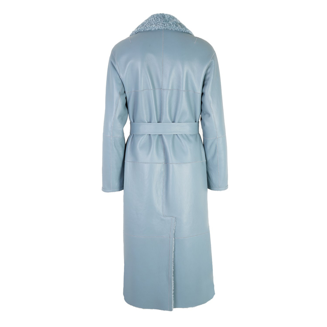 Evalyse Mavi Kadın Çift Taraflı Kürk Kaban