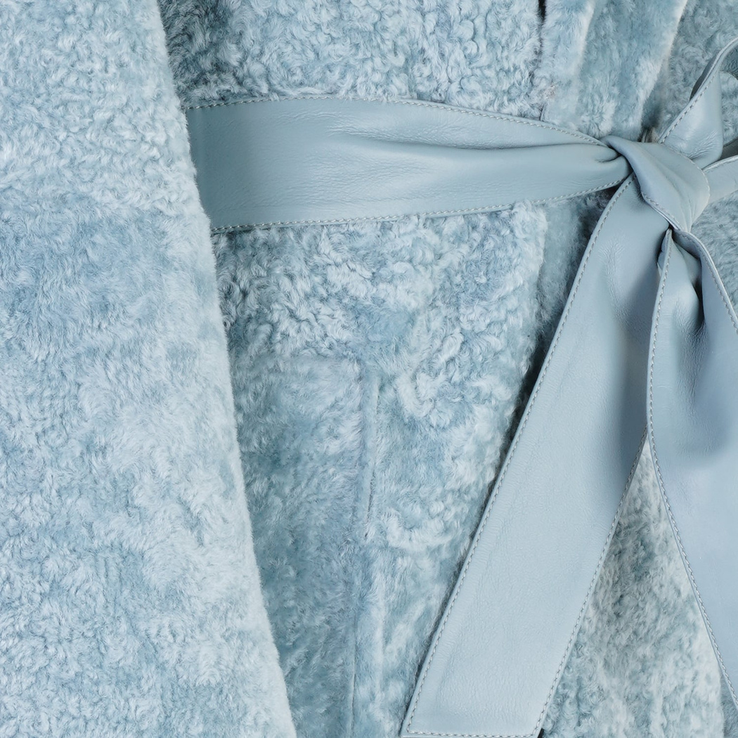 Evalyse Mavi Kadın Çift Taraflı Kürk Kaban