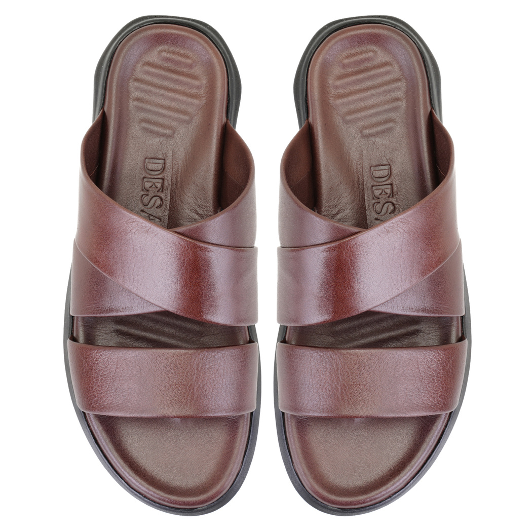 Evelin Kahve Erkek Deri Terlik