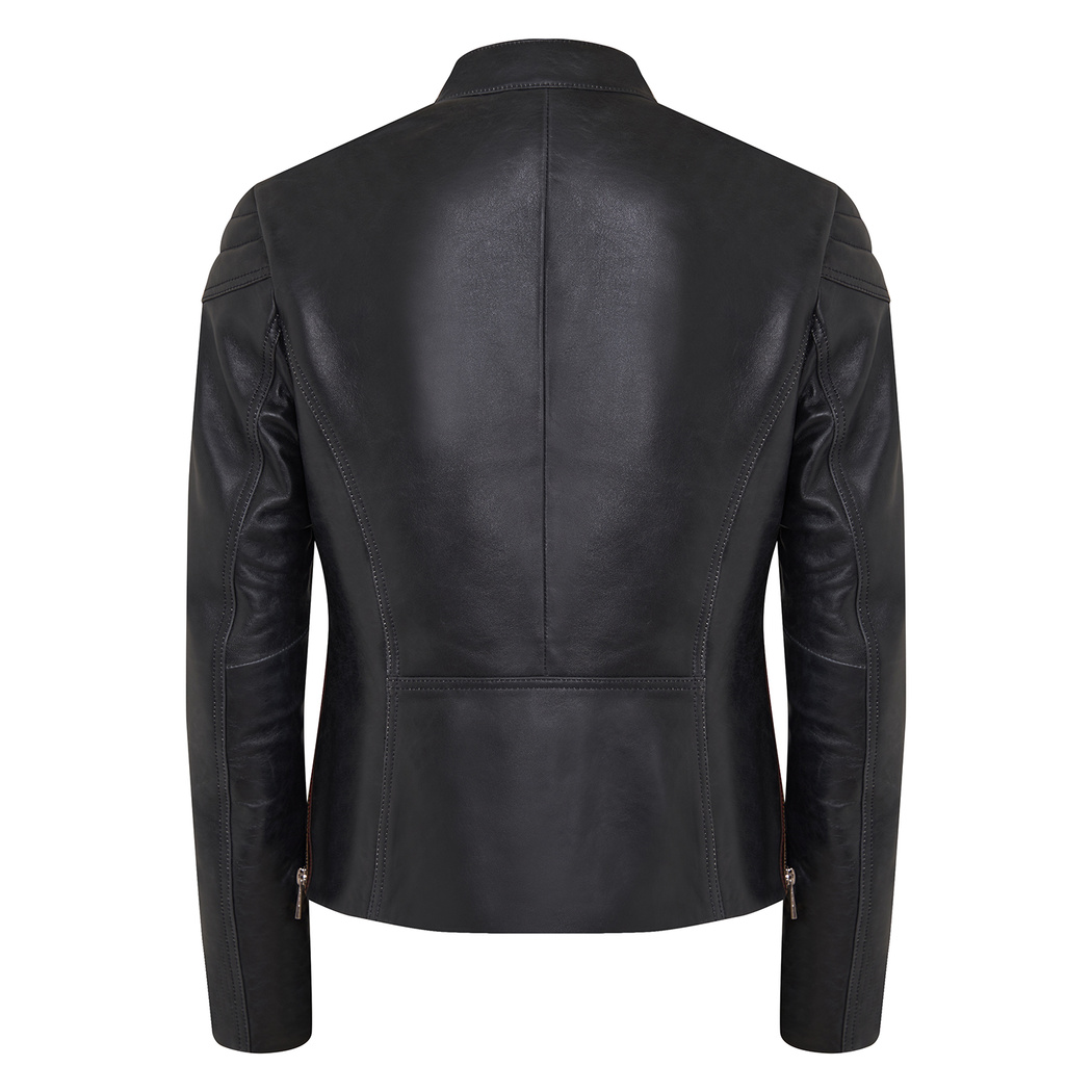 Ewelina Lacivert Kadın Fit Deri Ceket