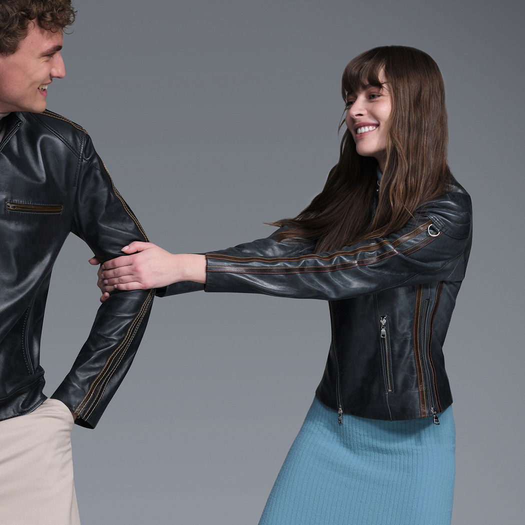 Ewelina Lacivert Kadın Fit Deri Ceket