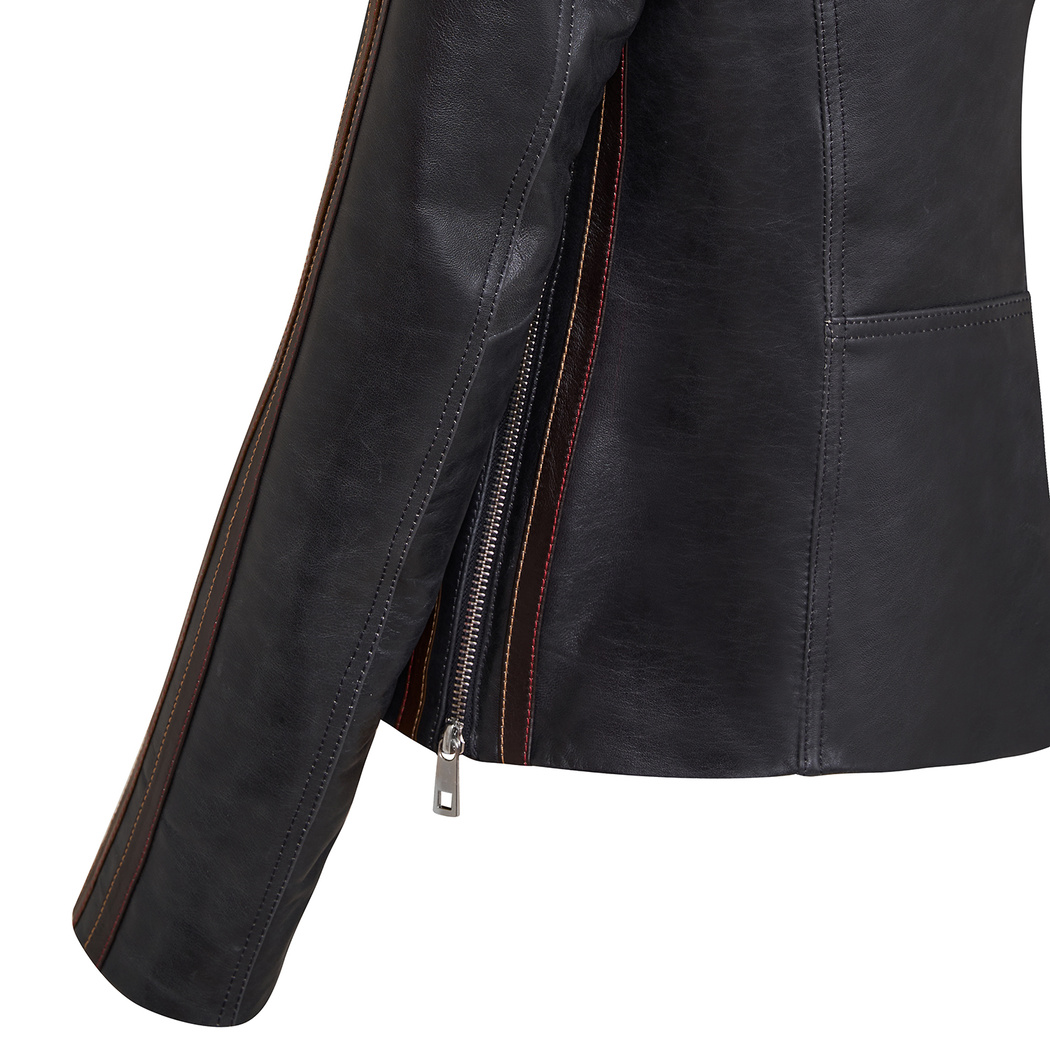 Ewelina Lacivert Kadın Fit Deri Ceket