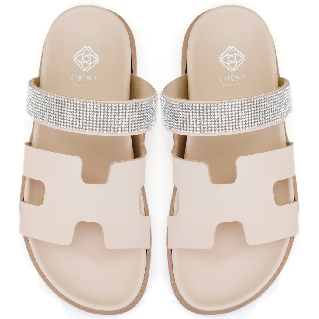 Fanetta Bej Kadın DesaComfort Tabanlı Deri Terlik