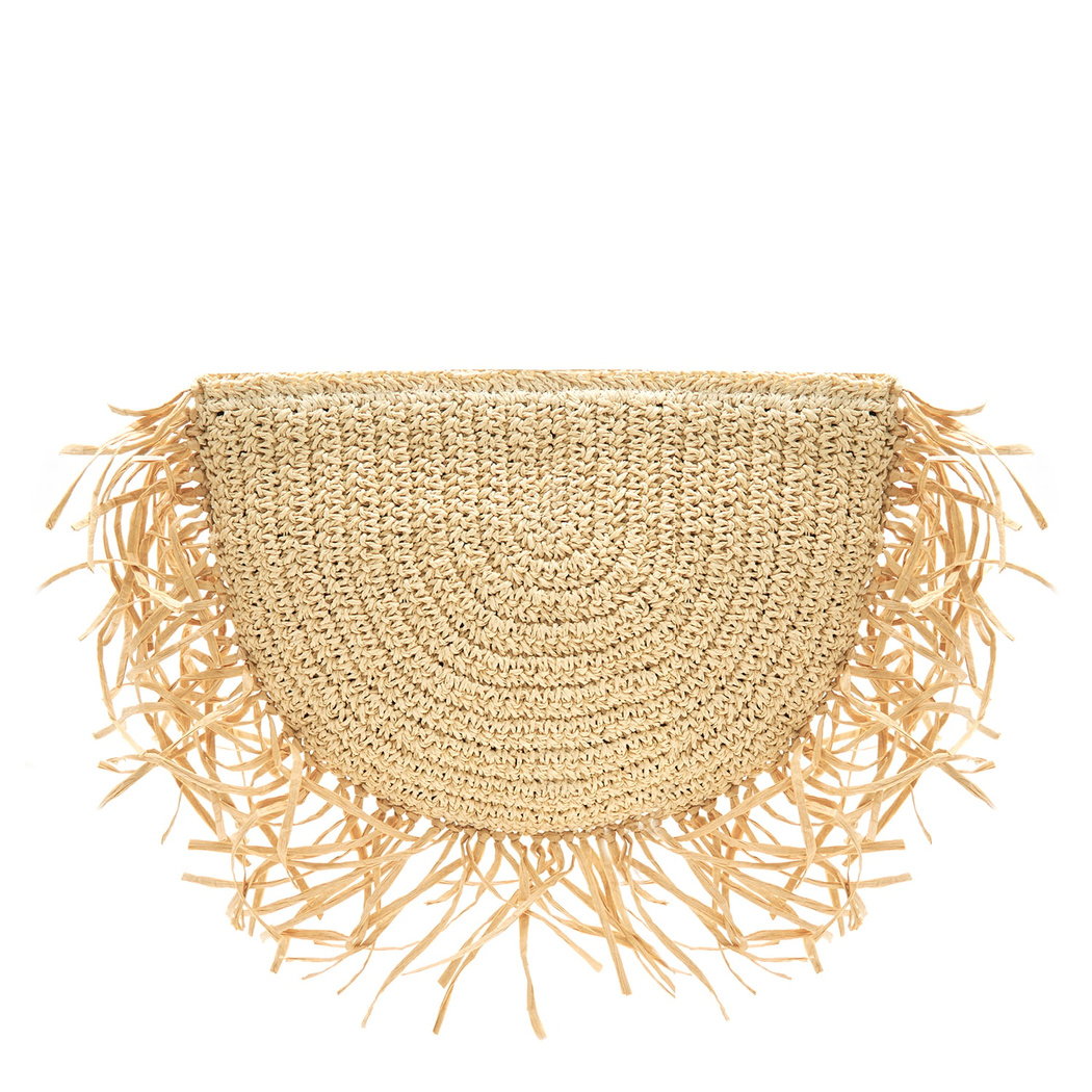 Fangie Ekru Kadın Hasır Clutch 