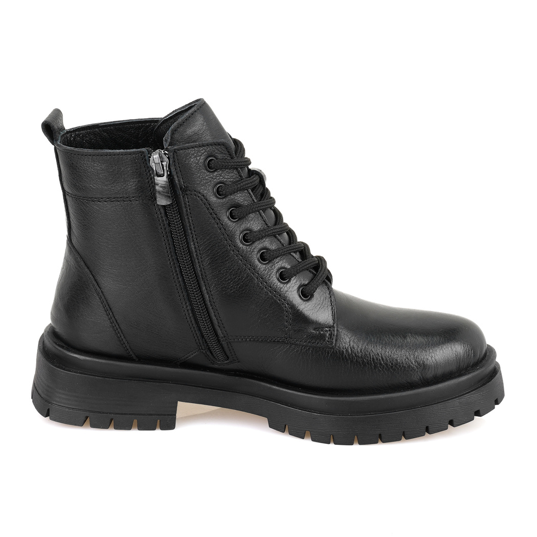 Fenris Siyah Kadın Fermuarlı Deri Bot