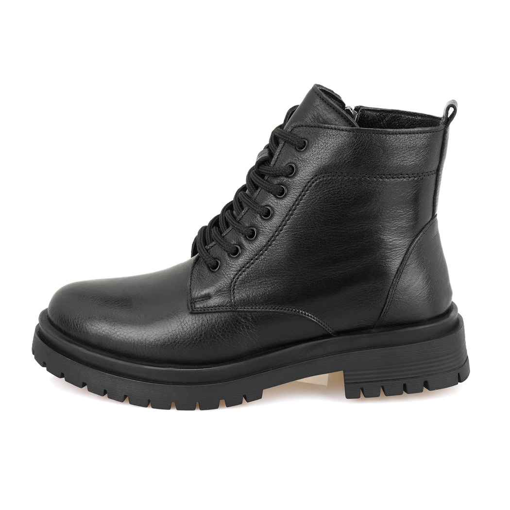 Fenris Siyah Kadın Fermuarlı Deri Bot