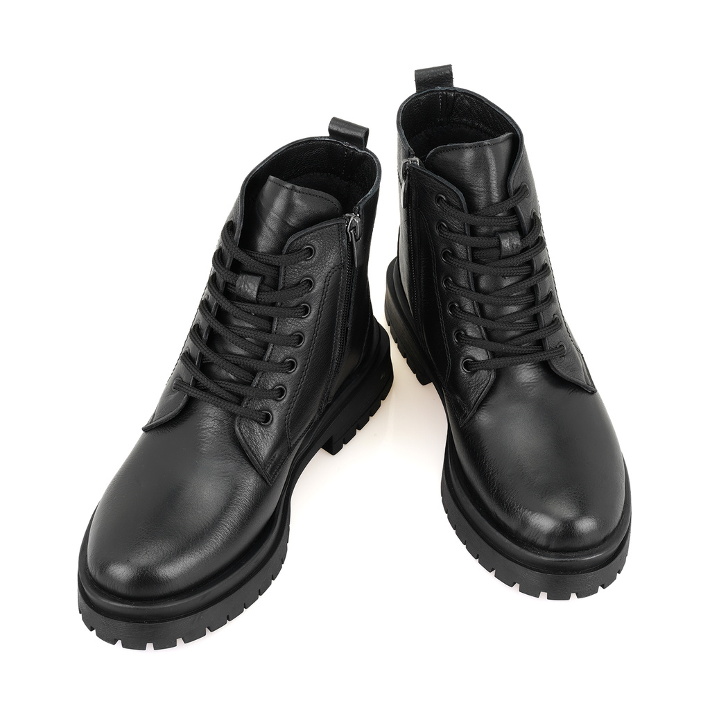 Fenris Siyah Kadın Fermuarlı Deri Bot