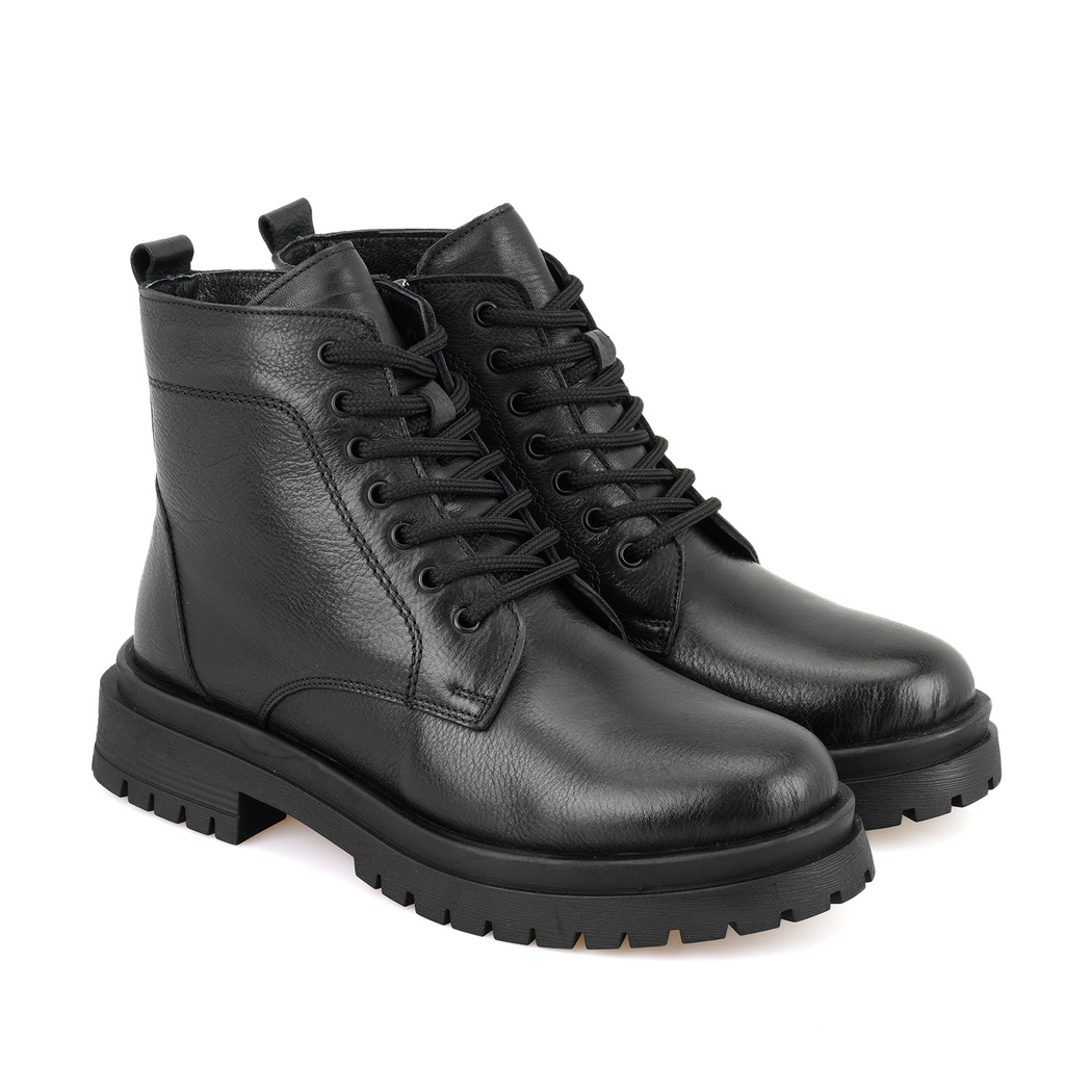 Fenris Siyah Kadın Fermuarlı Deri Bot