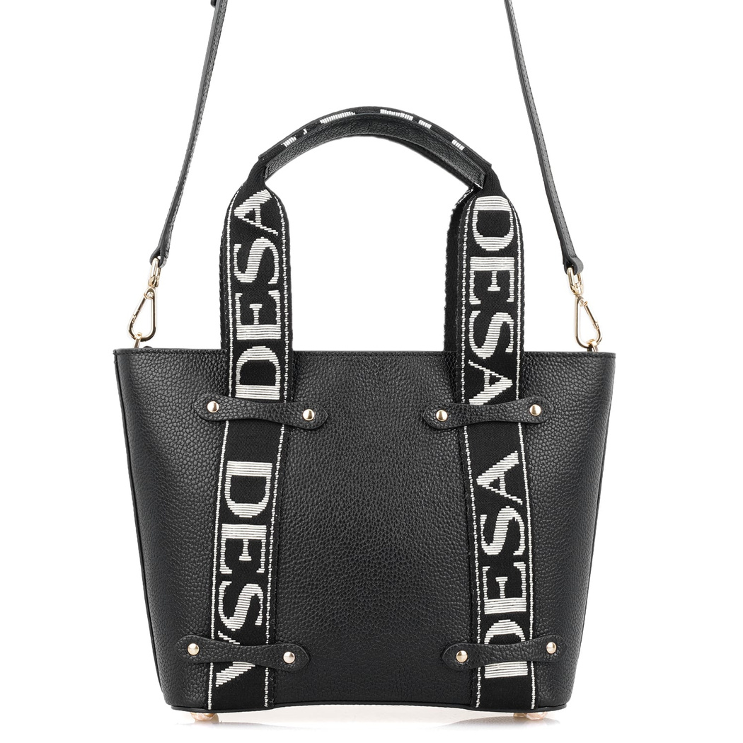 Flieder Siyah Kadın Desa Logo Askılı Deri El Çantası