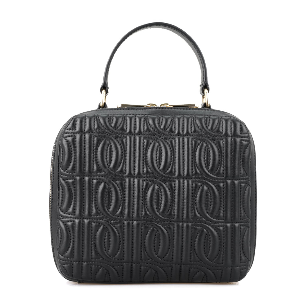 Florence Siyah Kadın Monogram Kapitone Deri Omuz Çantası