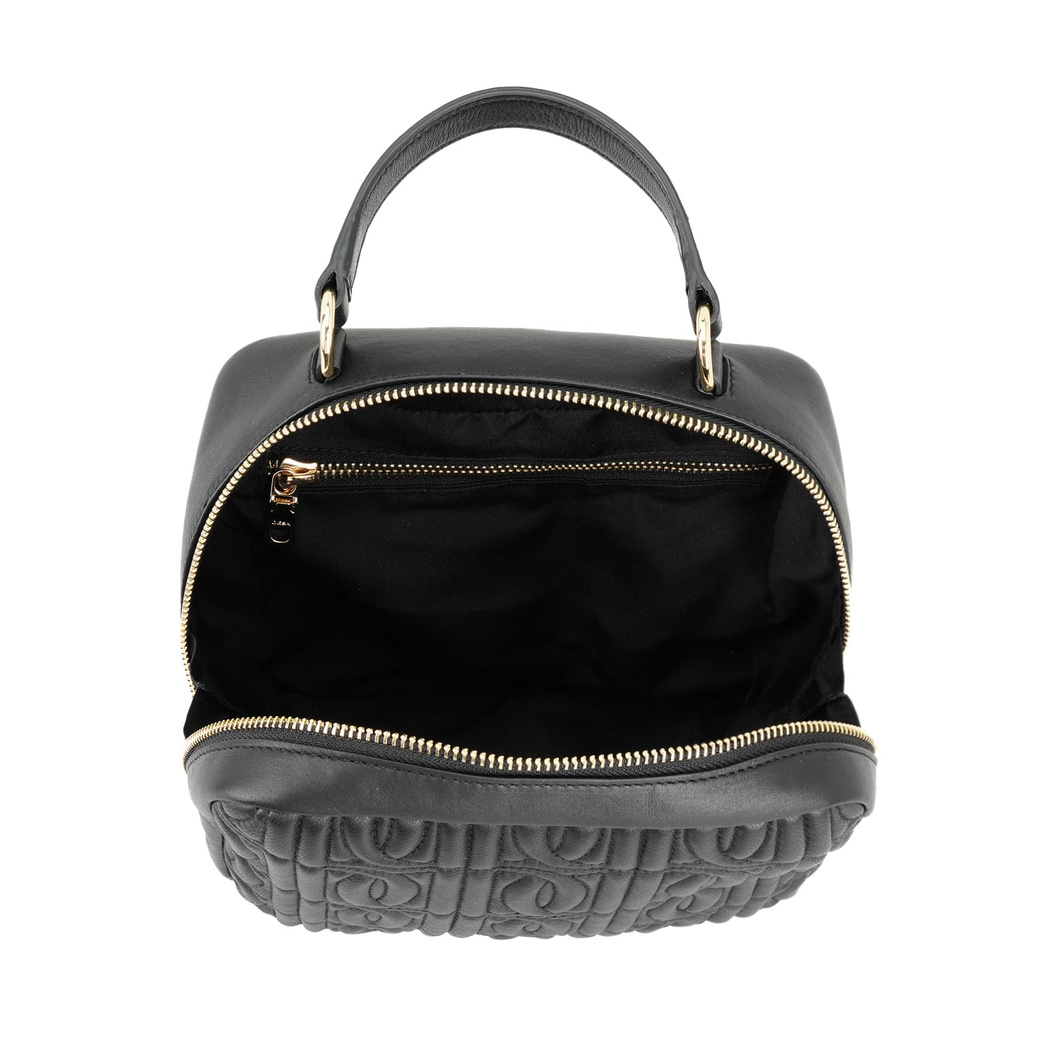 Florence Siyah Kadın Monogram Kapitone Deri Omuz Çantası