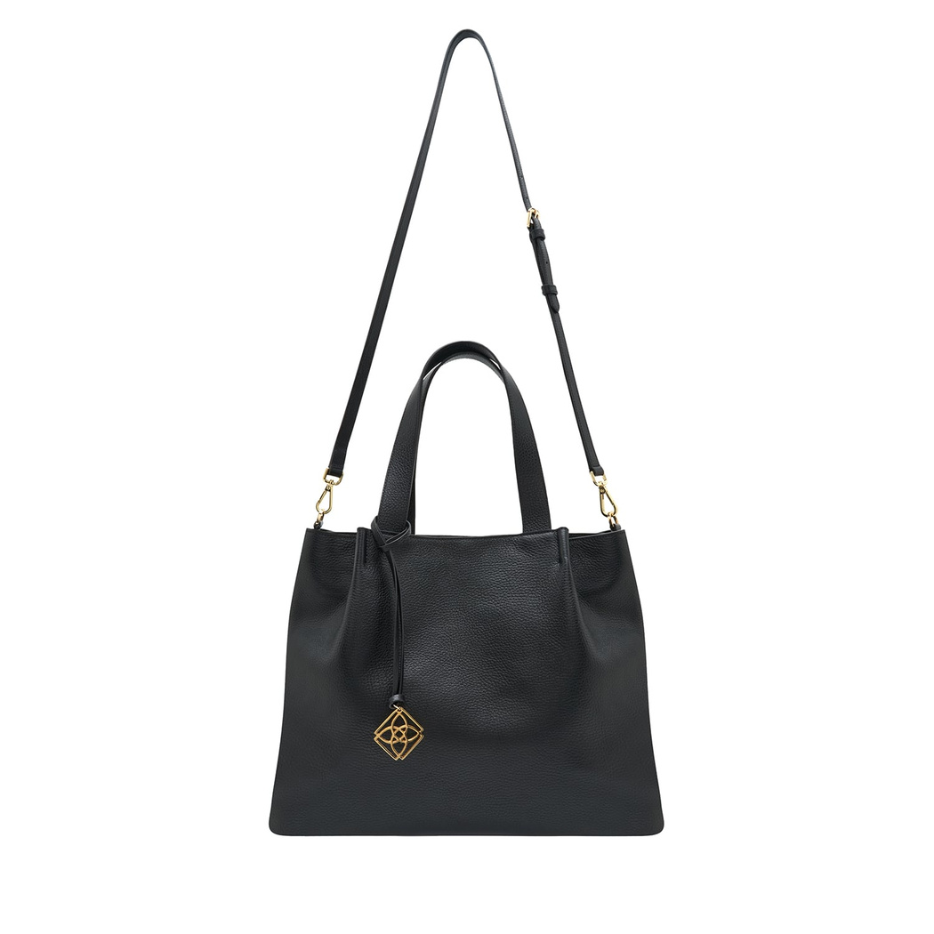 Galena Siyah Kadın Deri El Çantası