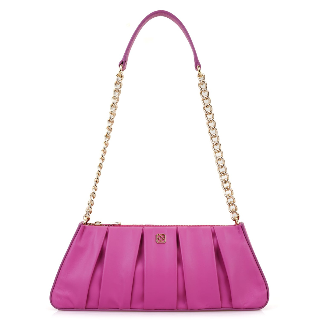Geranie Pembe Kadın Zincir Detaylı Deri Omuz Çantası