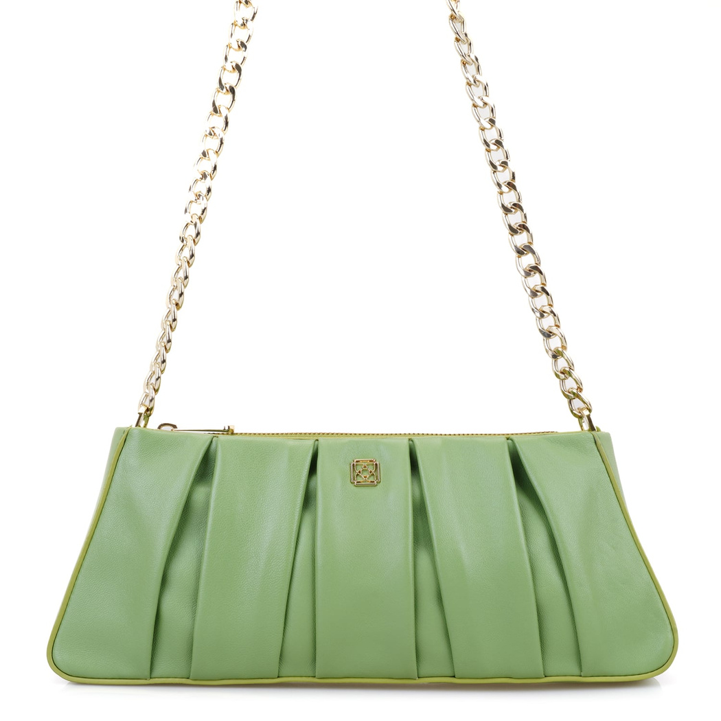 Geranie Yeşil Kadın Zincir Detaylı Deri Omuz Çantası