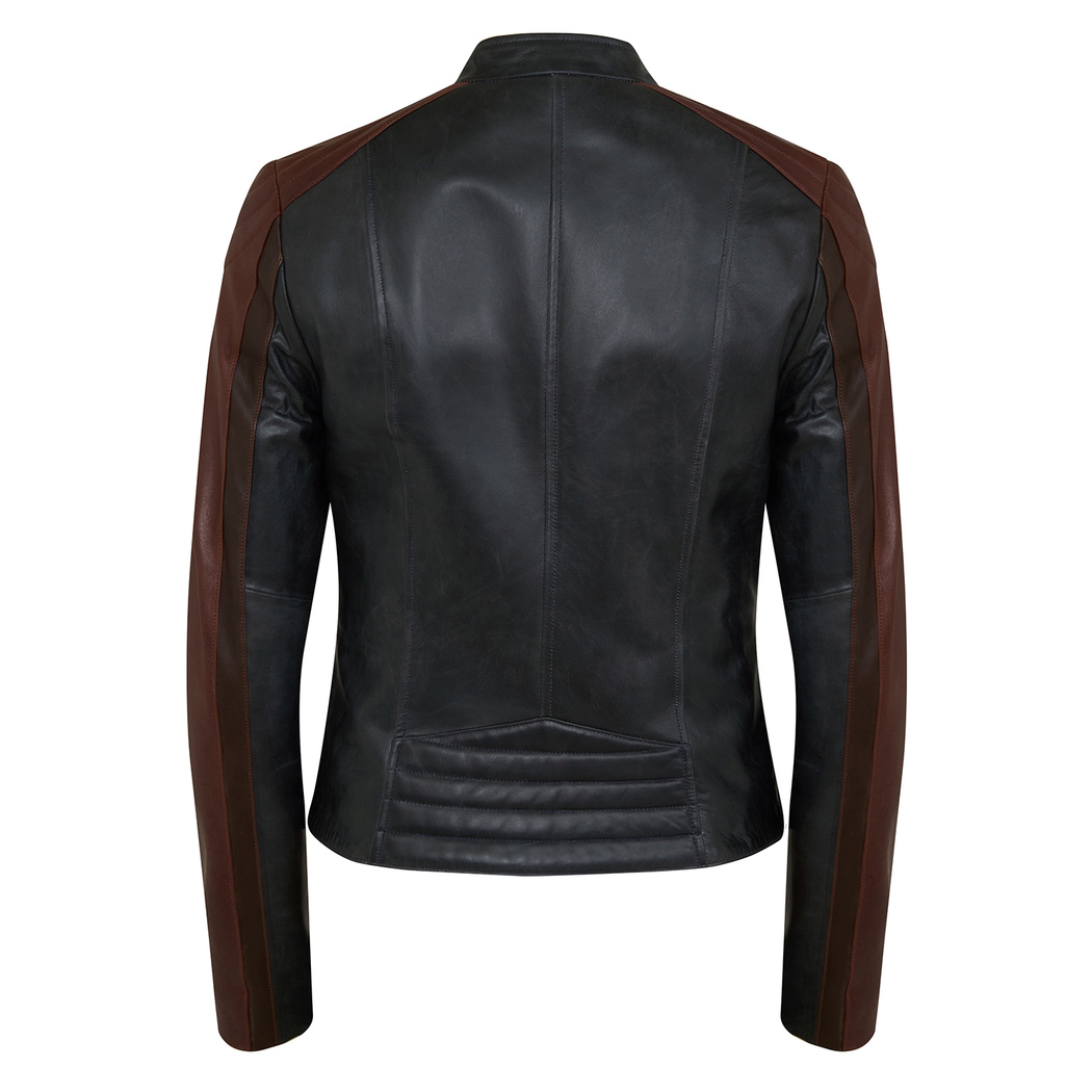 Giona Lacivert Kadın Deri Ceket