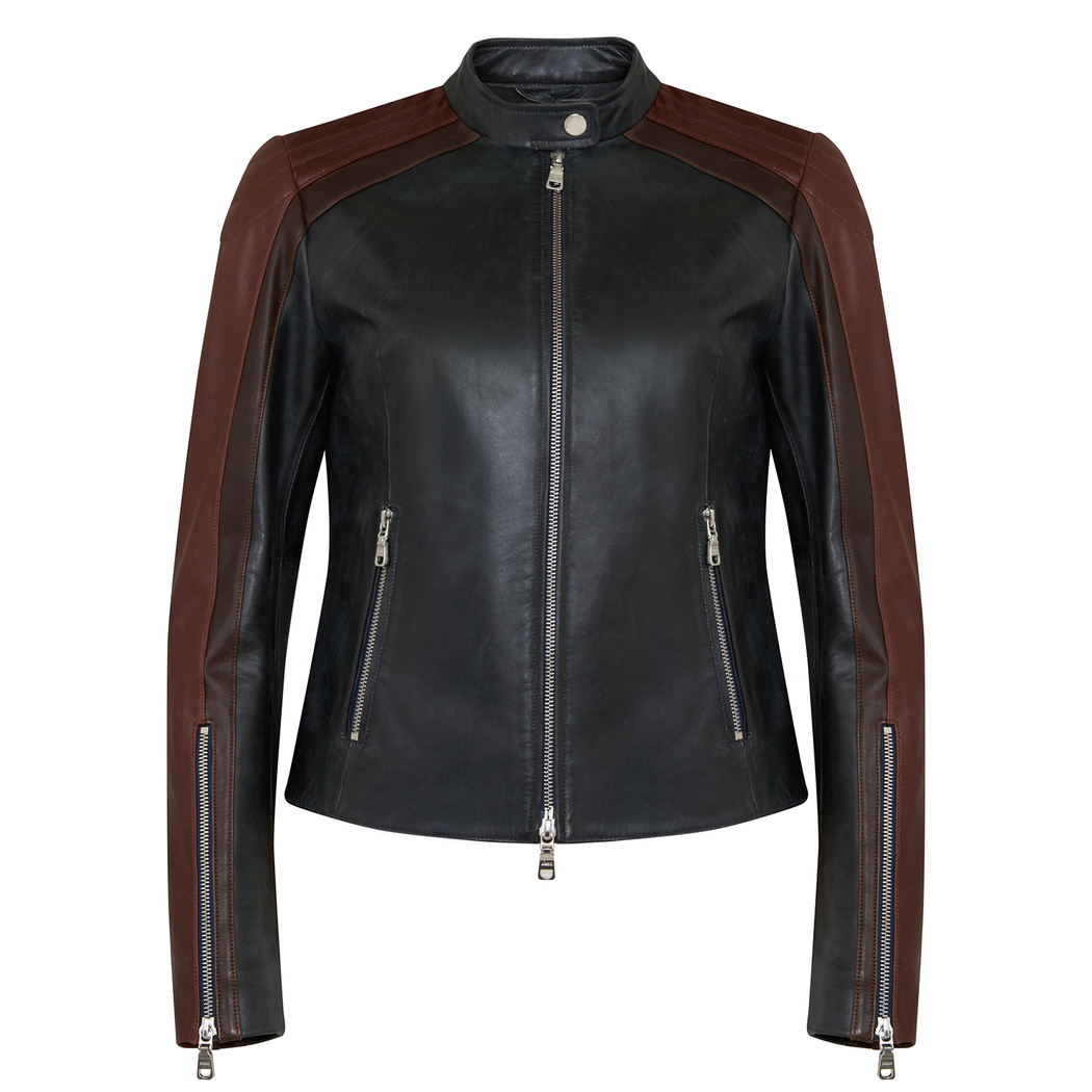 Giona Lacivert Kadın Deri Ceket