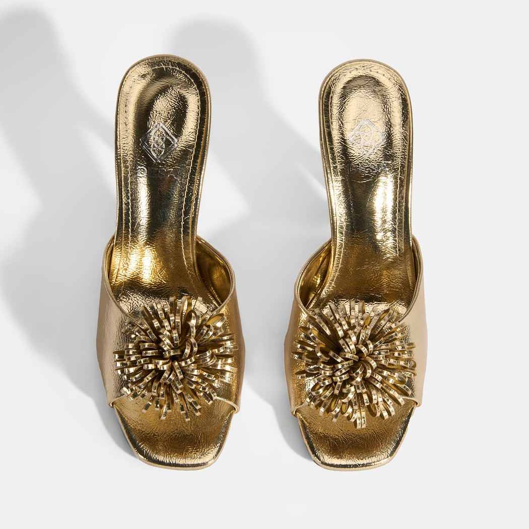 Glowen Gold Aksesuar Detaylı Kadın Topuklu Terlik