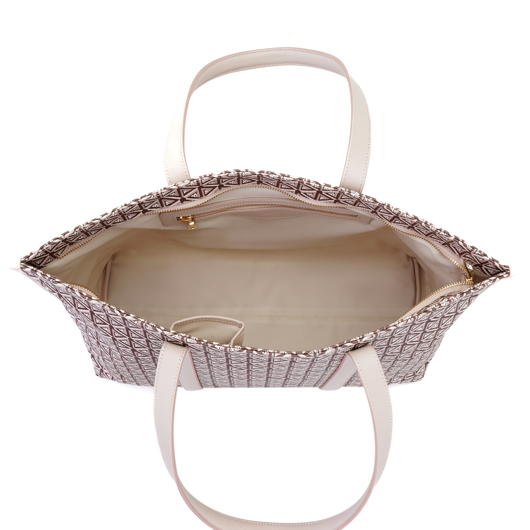 Grano Bej Kadın Monogram Deri Alışveriş Çantası