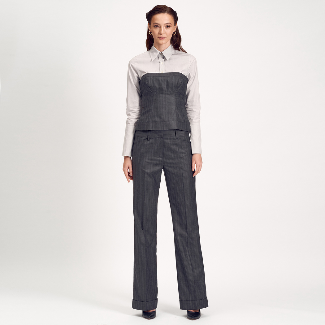 Gri Çizgili Kadın Büstiyer