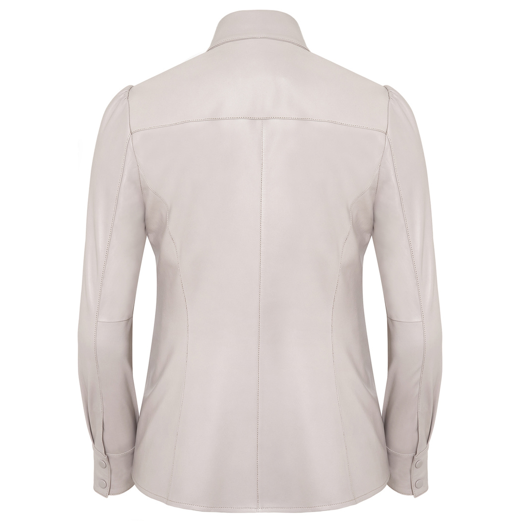 Gri Giolla Kadın Deri Gömlek