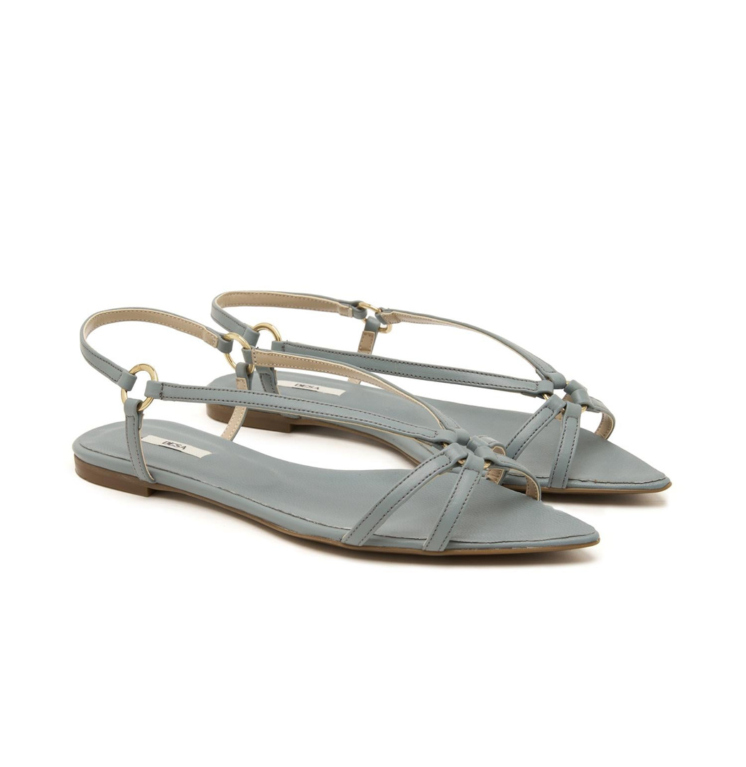 Gri Kadın Deri Sandalet