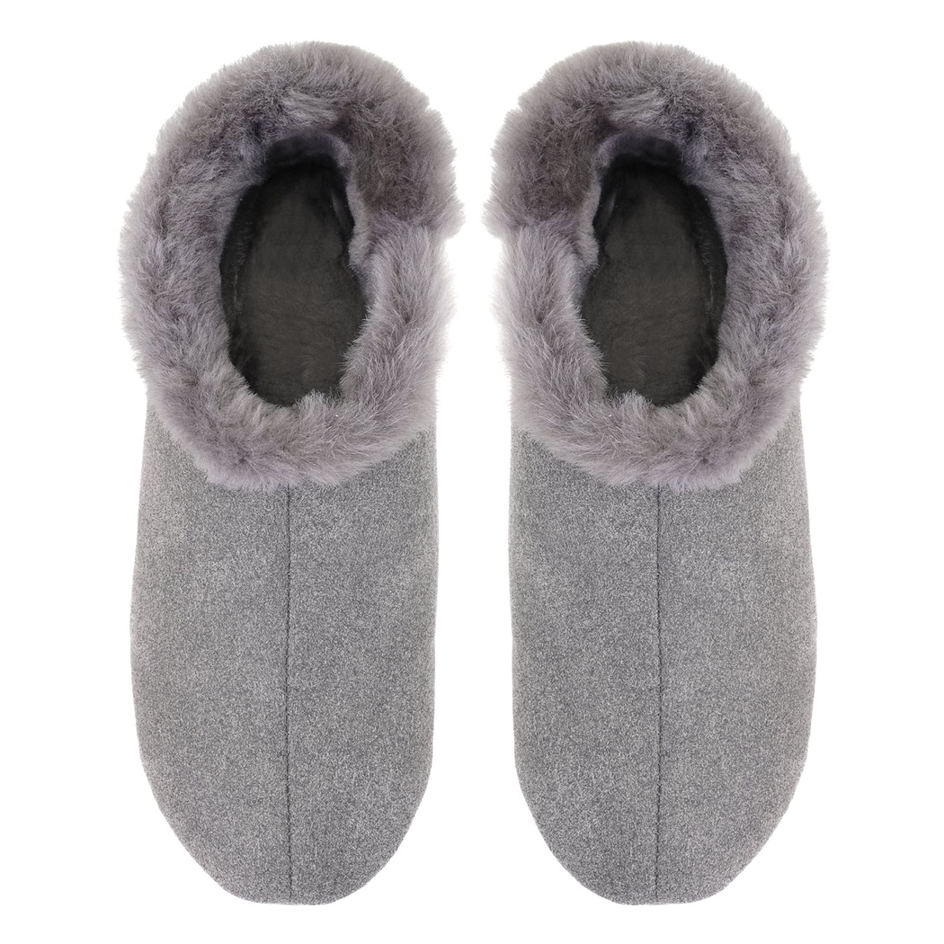 Gri Kadın Fluffy Yünlü Patik