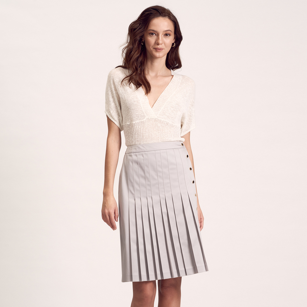 Gri Kadın Pileli Etek