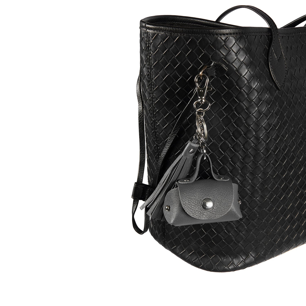 Gri Mini Deri Anahtarlık