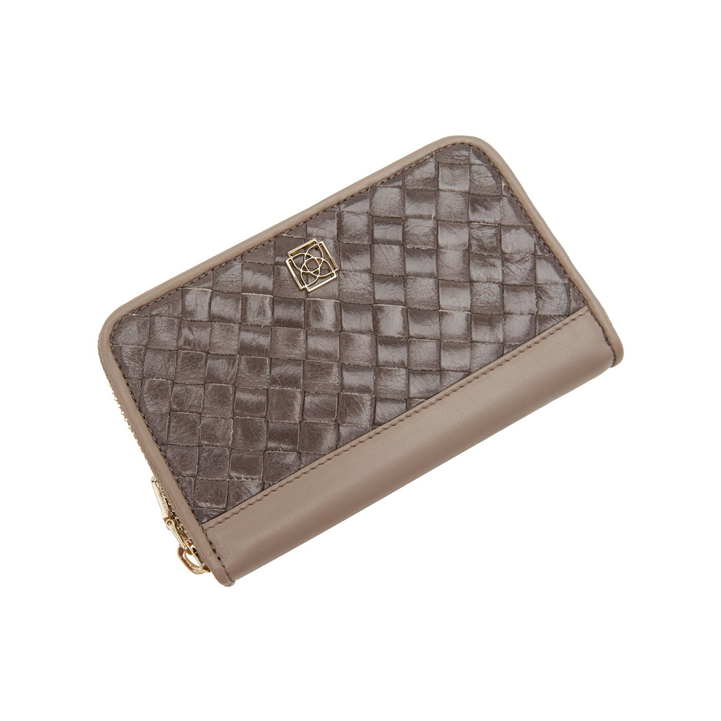 Gri Örgü Deri Kadın Cüzdan