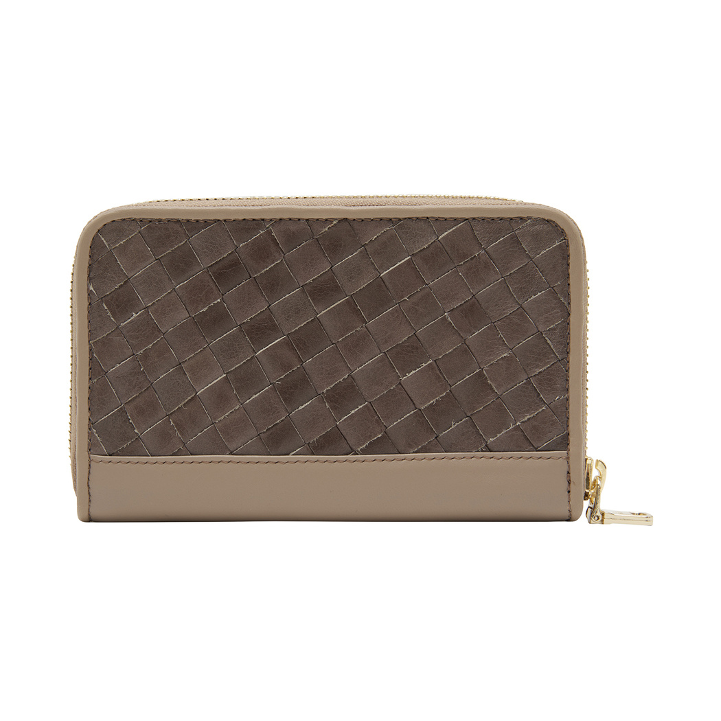 Gri Örgü Deri Kadın Cüzdan
