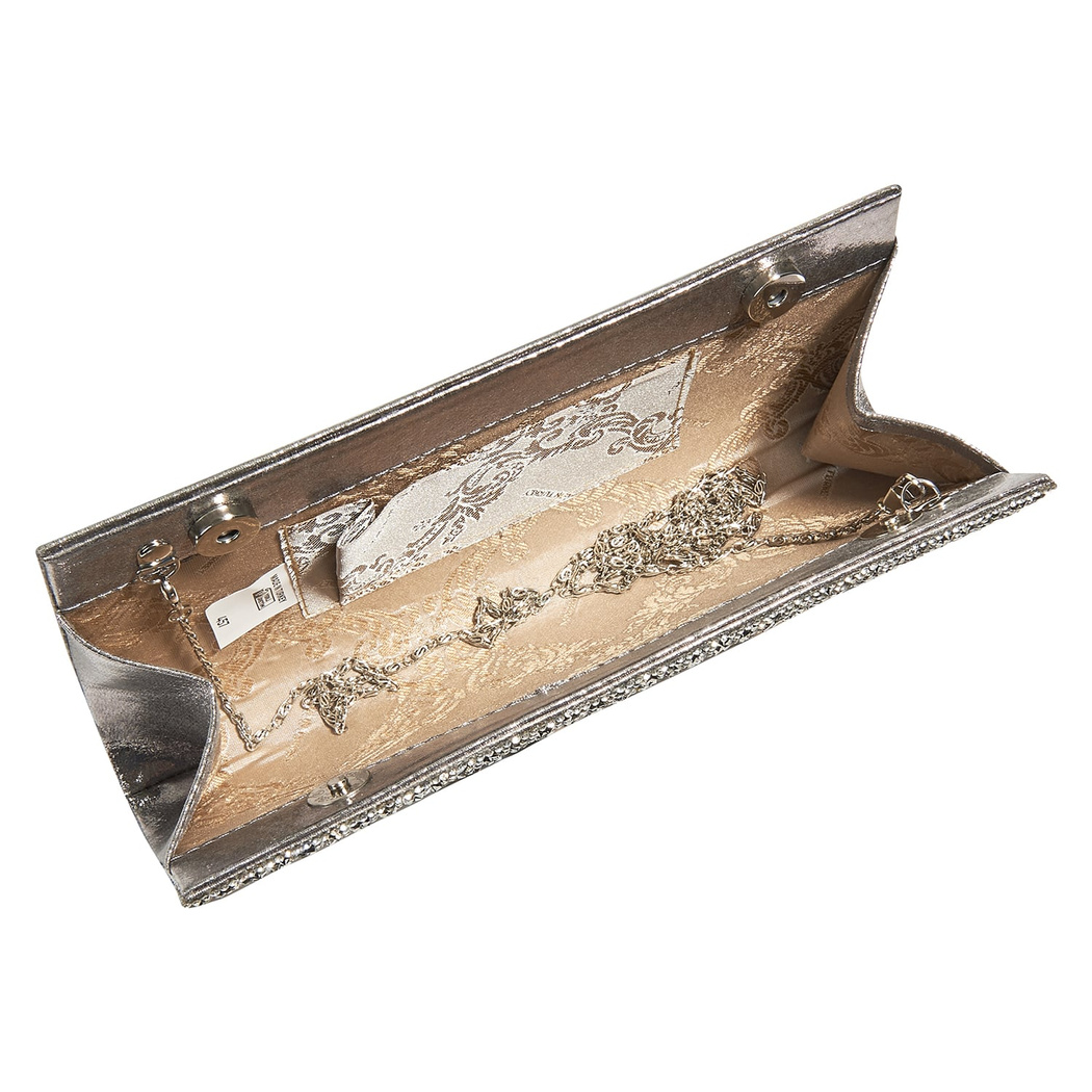 Gri Stengel Zincir Detaylı Kadın Gece Çantası