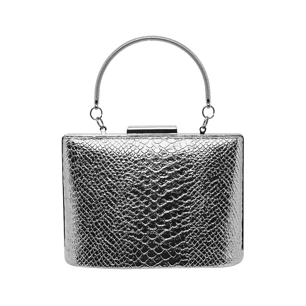 Gümüş Tulip Zincir Detaylı Kadın Gece Çantası