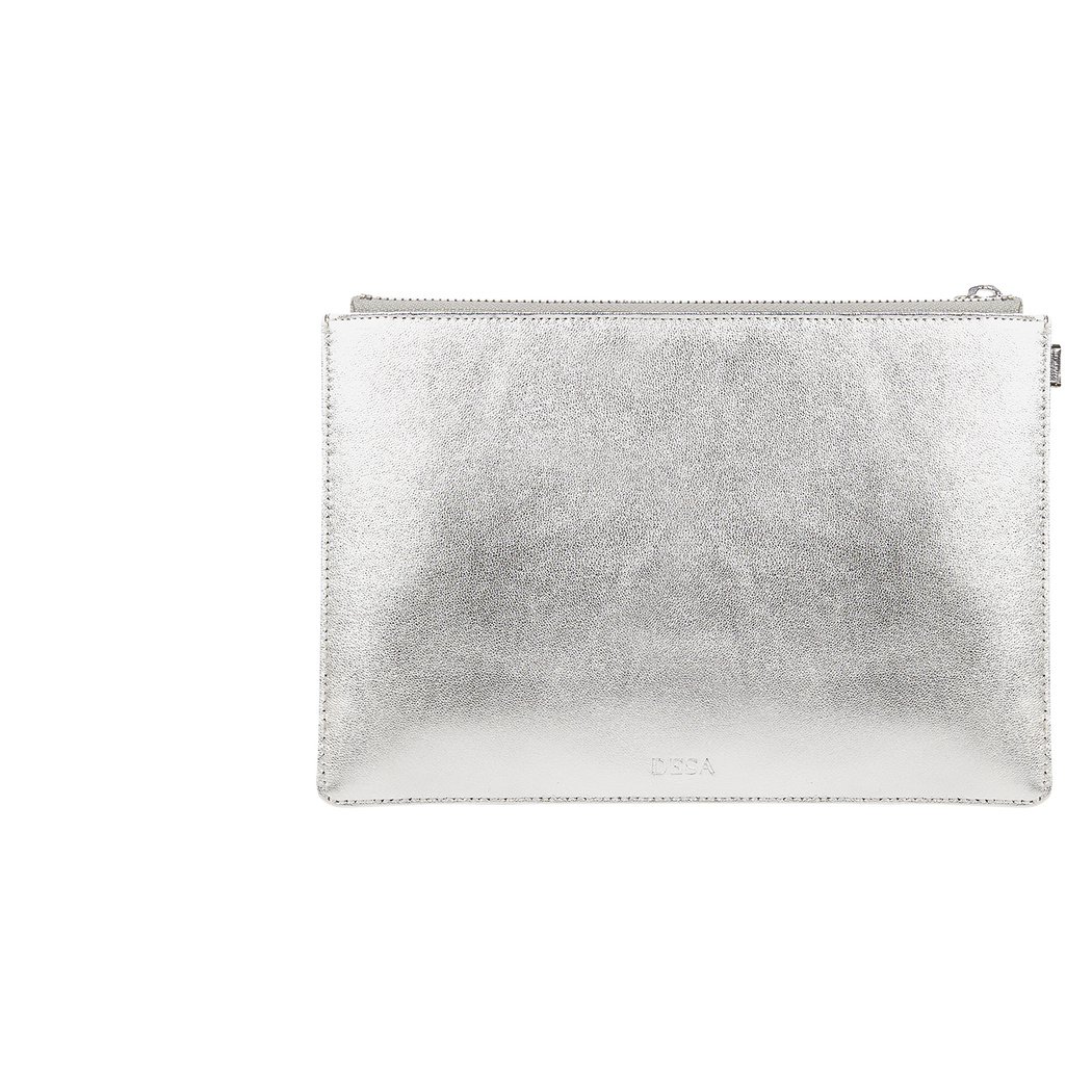 Gümüş Yıldızlı Kadın Deri Clutch