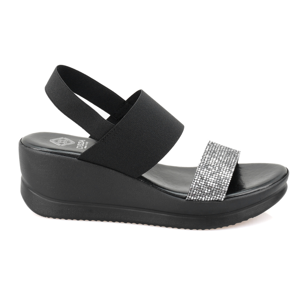 Haille Siyah Kadın Dolgu Topuklu Sandalet