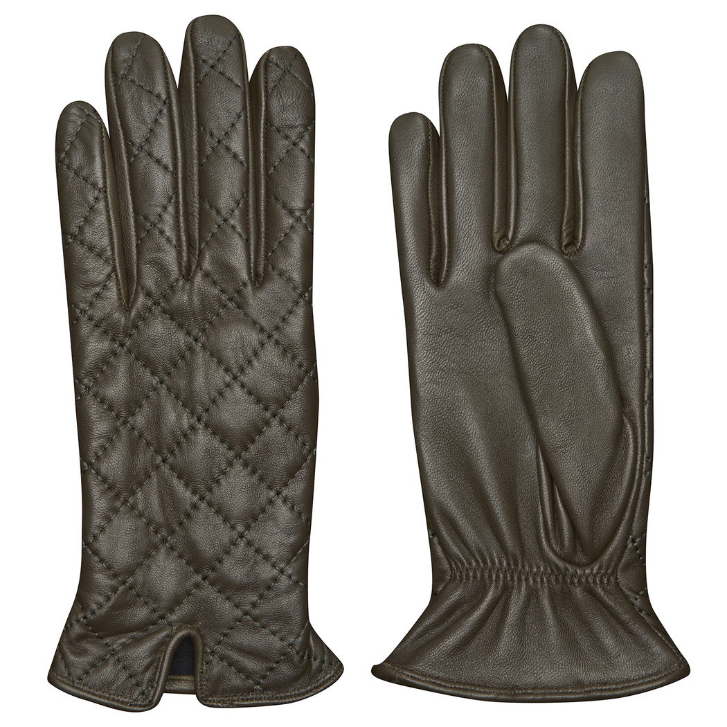 Haki Kadın Kapitone Deri Eldiven