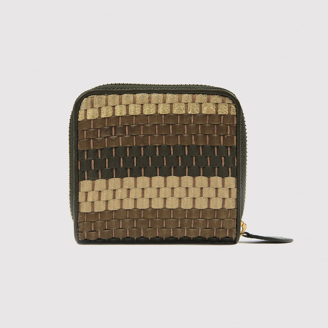 Haki Örgülü Kadın Deri Cüzdan