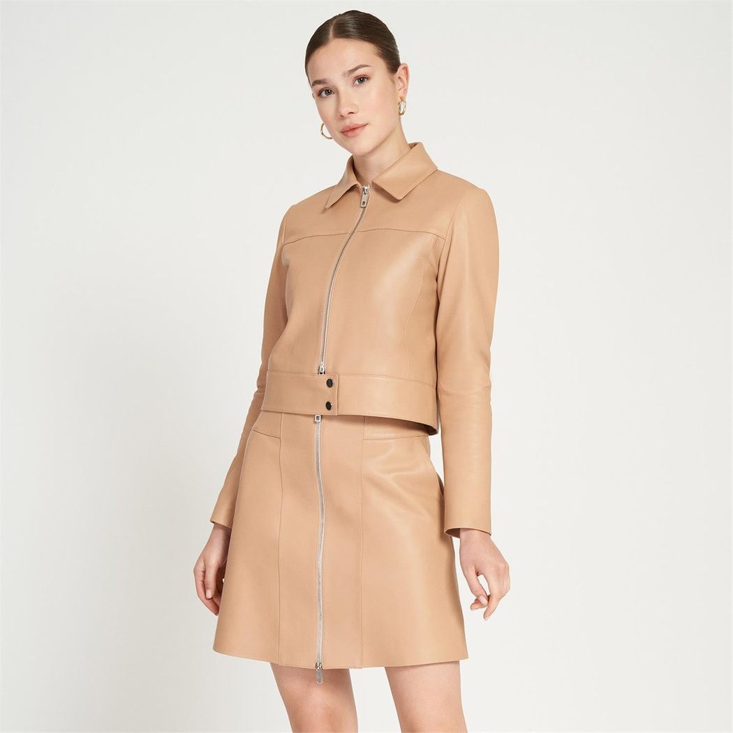 Helen Bej Kadın Deri Etek