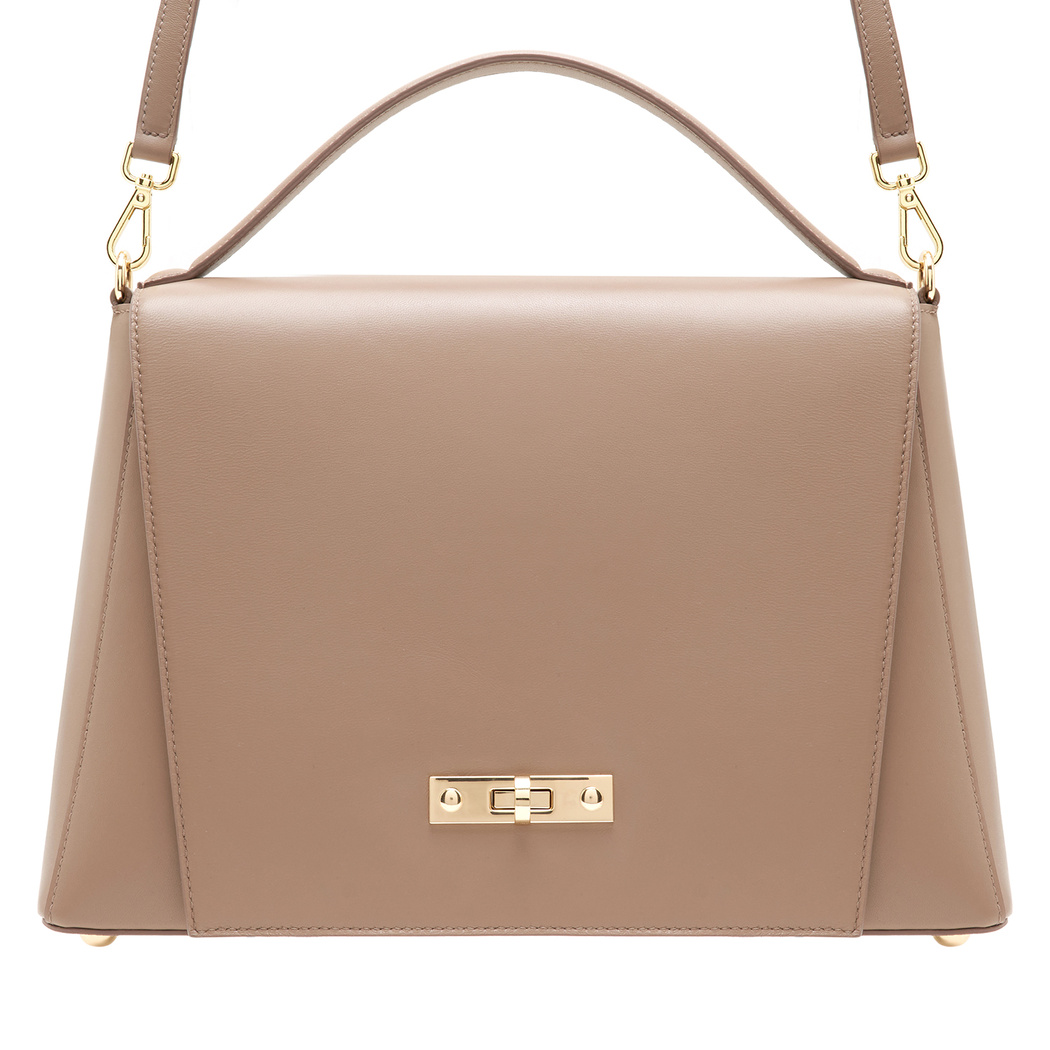 Helena Krem Kadın Deri El Çantası