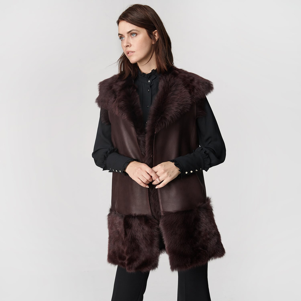 Ikeme Kadın Çift Taraflı Kürk Yelek