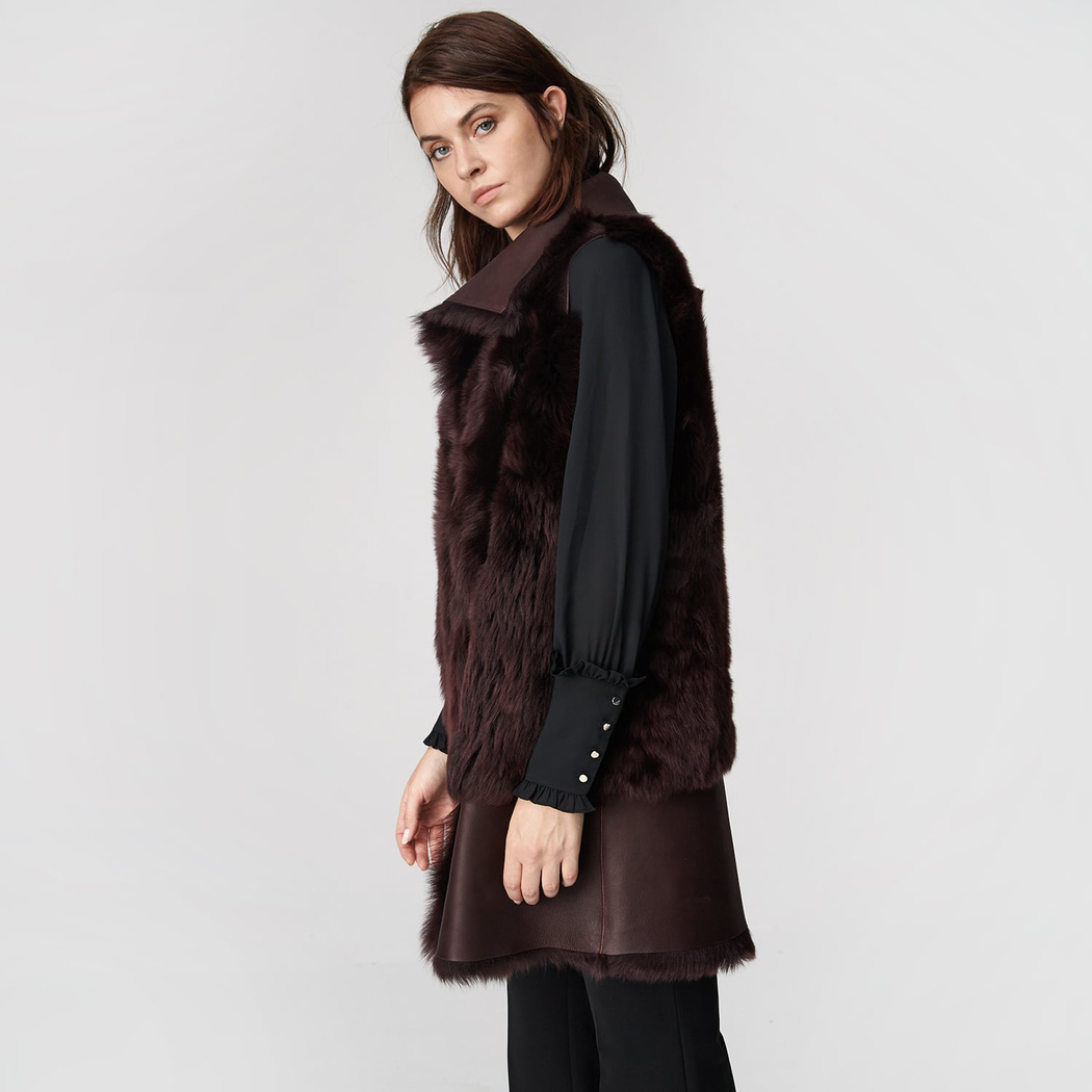 Ikeme Kadın Çift Taraflı Kürk Yelek