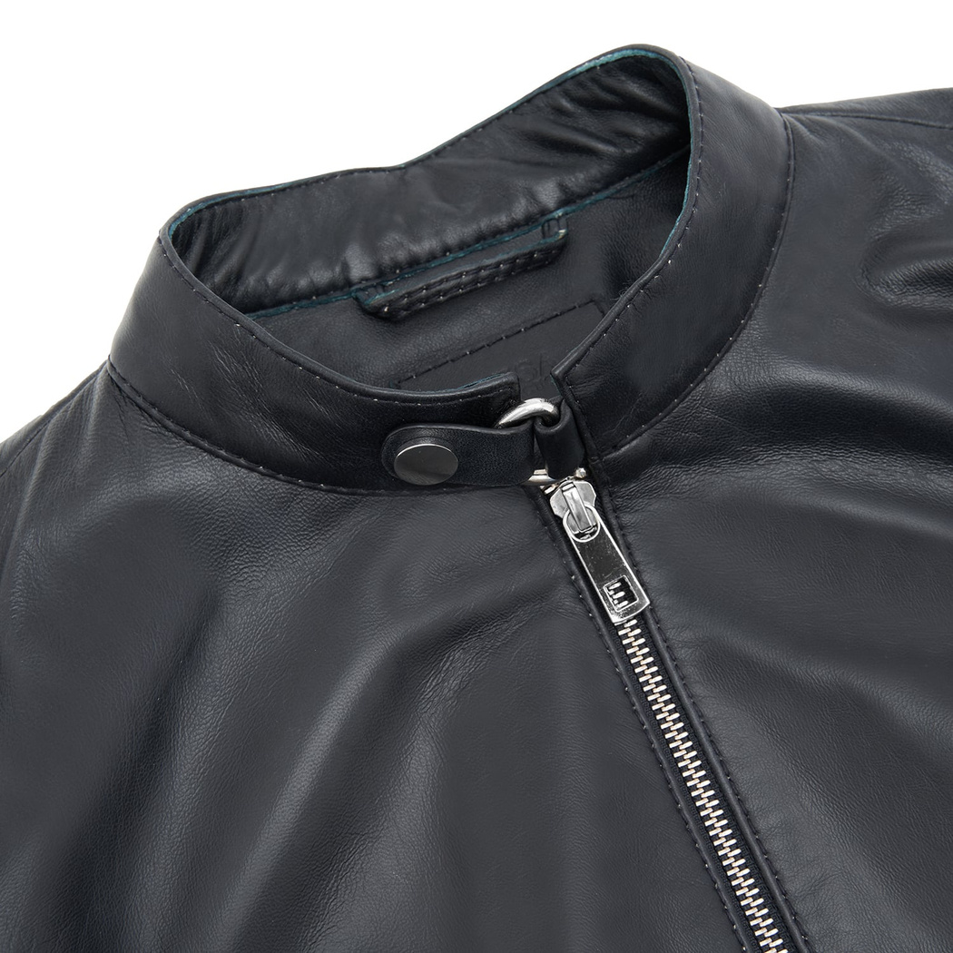 Ilaria Lacivert Kadın Deri Ceket